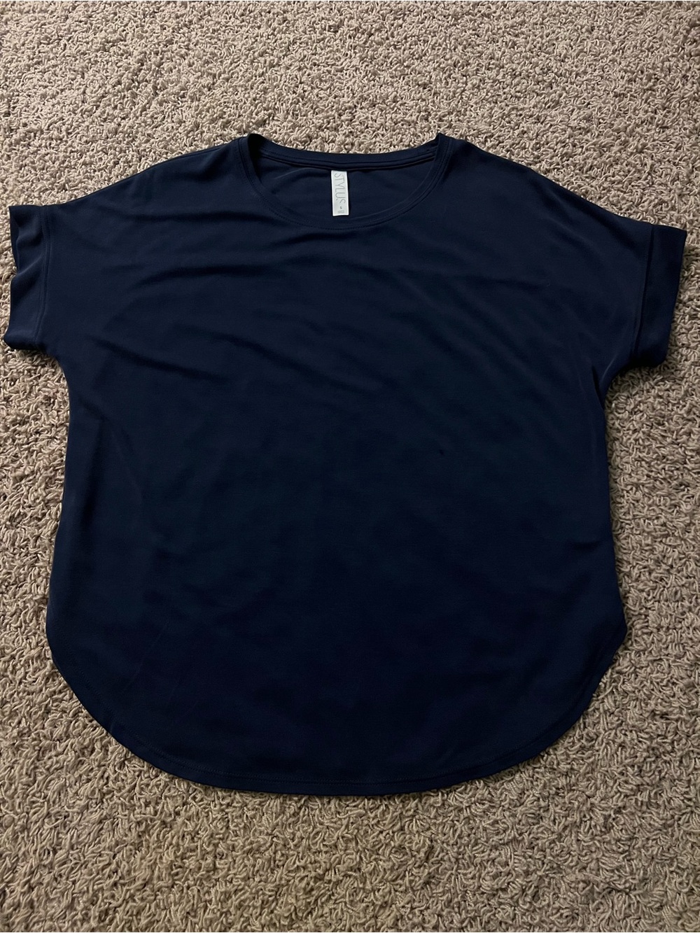 New Stylus Women’s Small Navy Solid Crew Neck Short Sleeve Pullover T-Shirt